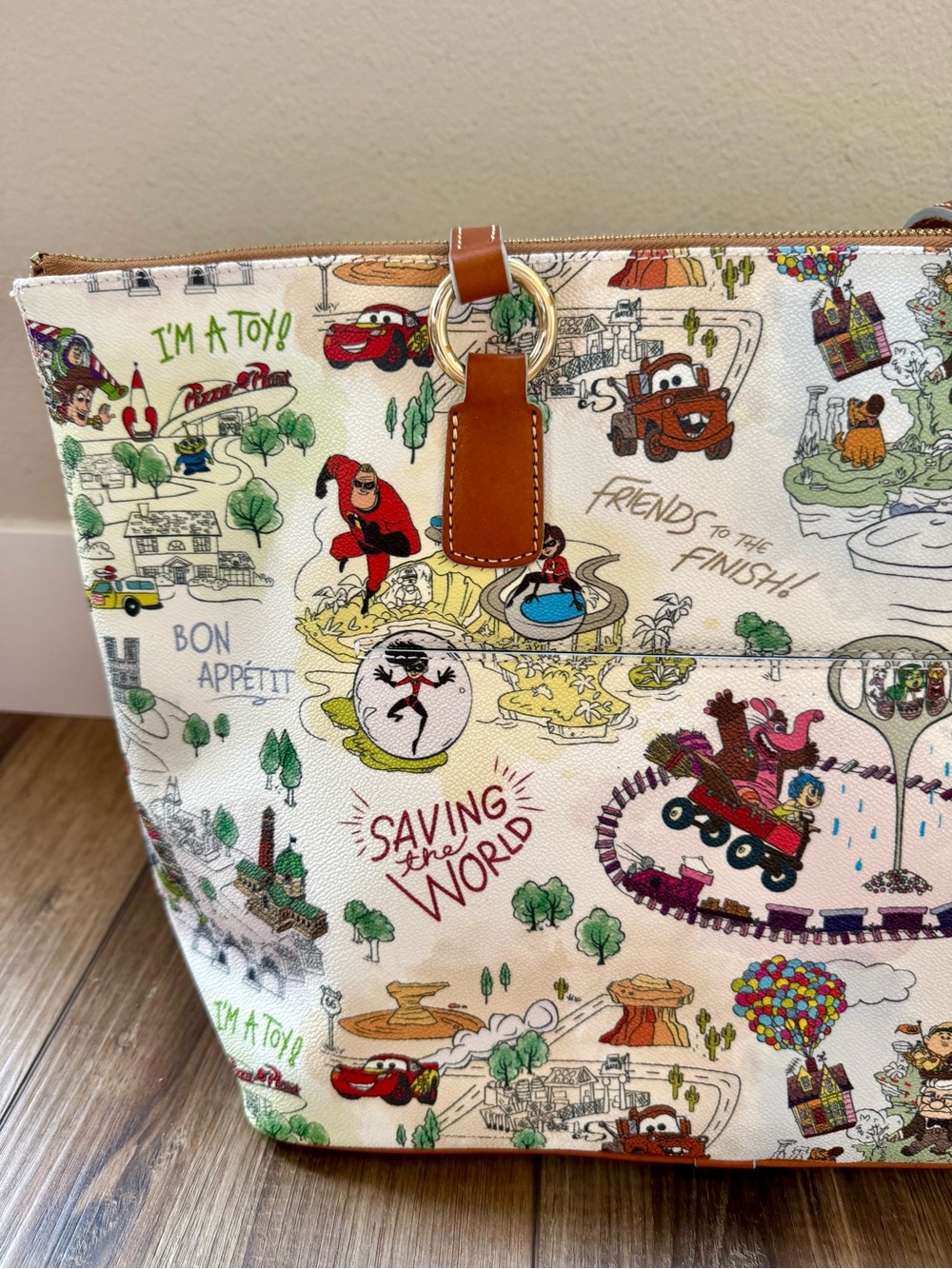 Disney Pixar Maps Dooney & Bourke Tote | EUC | Zip Closure | Blue Lining - Picture 8 of 14